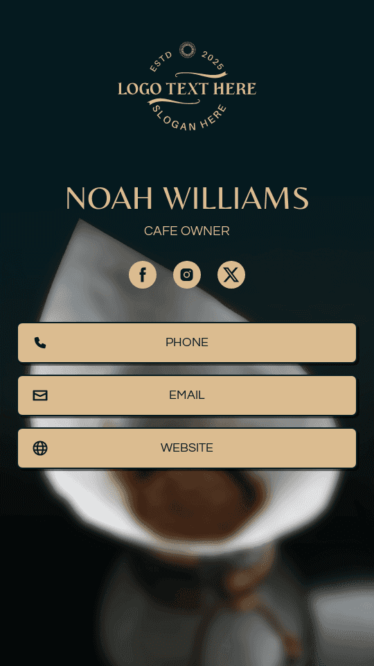 Coffee Shop Owner Digital Business Card Preview