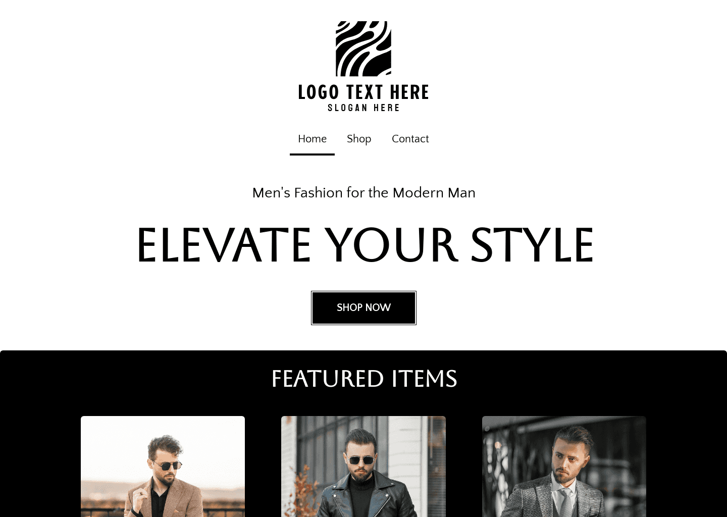 Men's Apparel Website Preview
