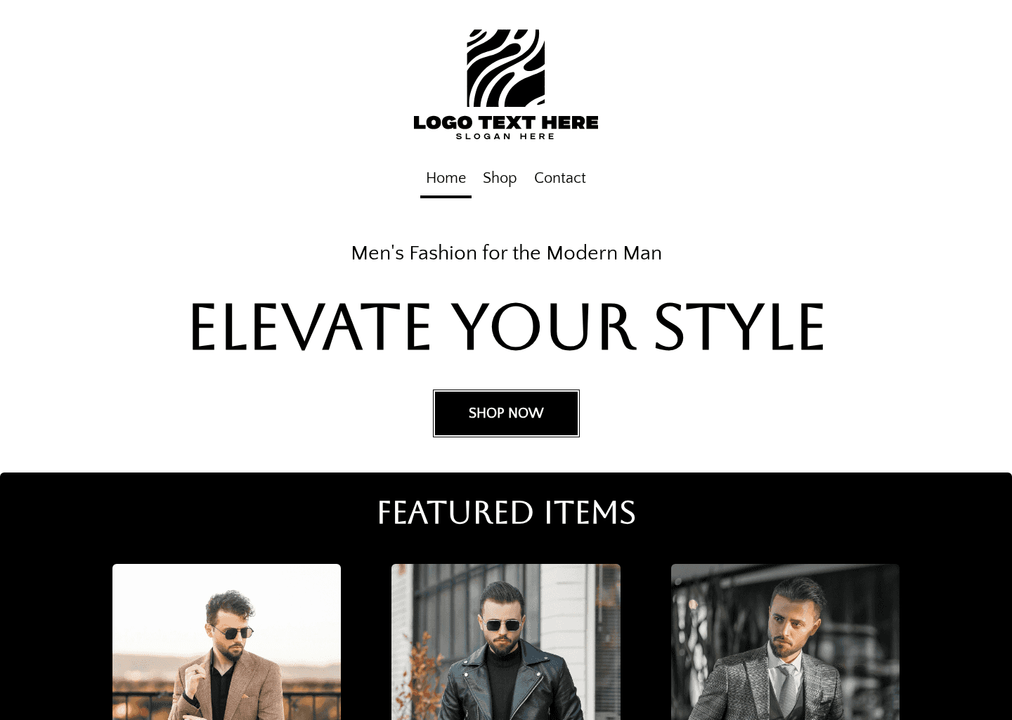 Men's Apparel Website Preview