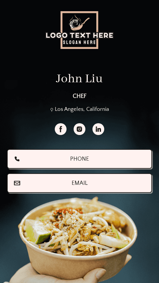 Thai Cuisine Chef Digital Business Card