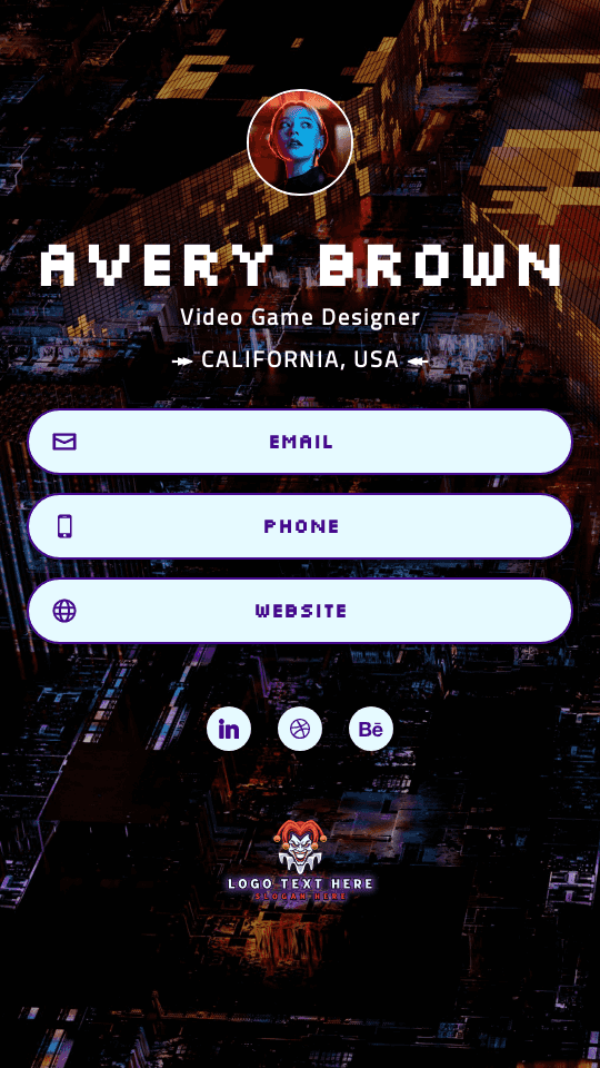 Video Game Designer Digital Business Card