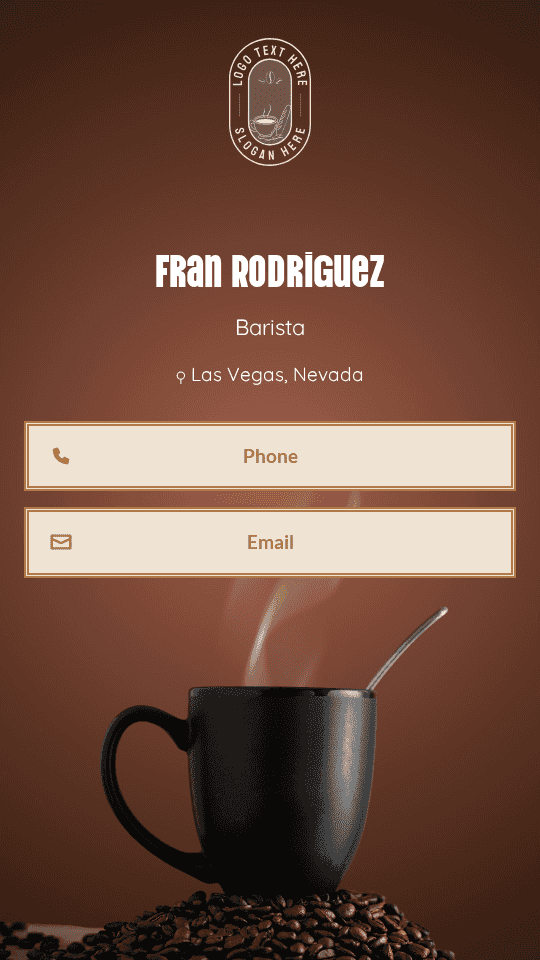 Vegan Cafe Barista Digital Business Card