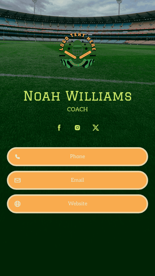 Sport Cricket Coach Digital Business Card Preview