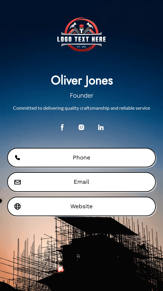 Building Construction Manager Digital Business Card