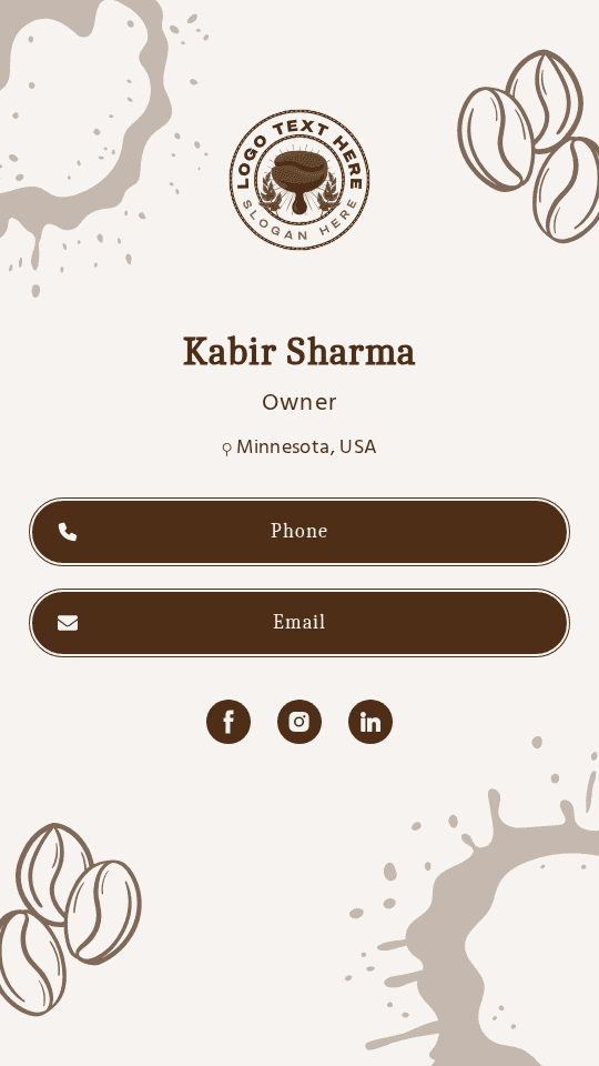 Mobile Coffee Owner Digital Business Card
