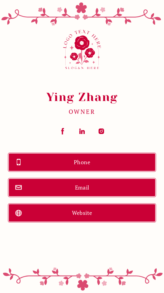 Flower Shop Owner Digital Business Card