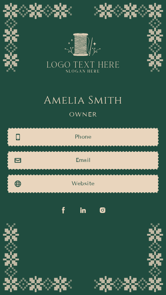Embroidery Studio Owner Digital Business Card Preview