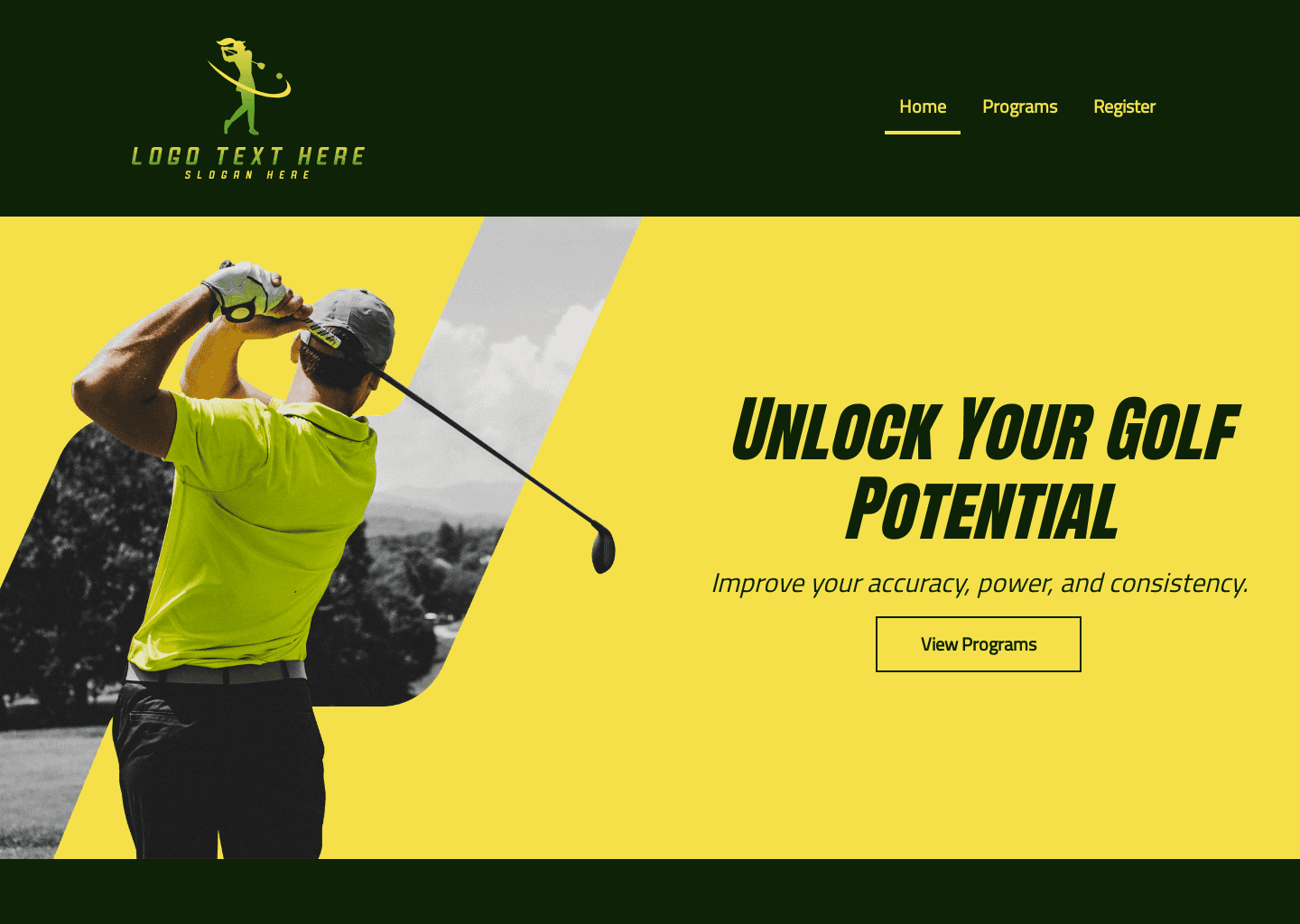 Golf Sports Training Website Preview