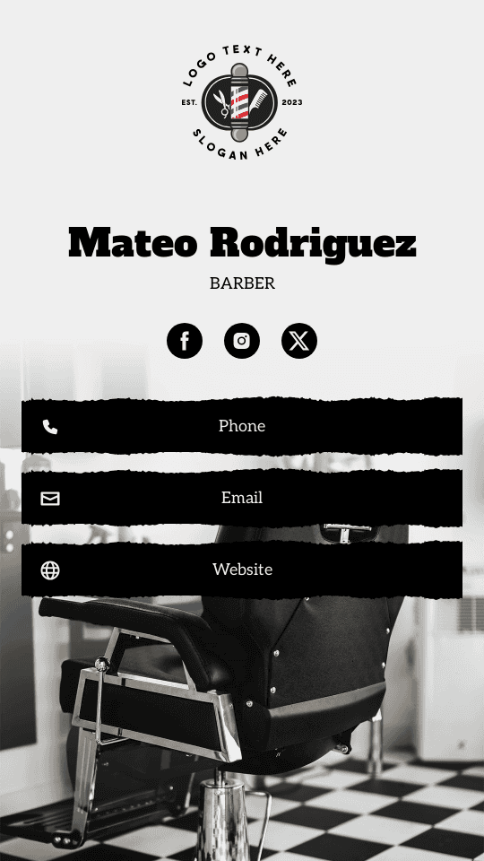 Men Hair Barber Digital Business Card Preview