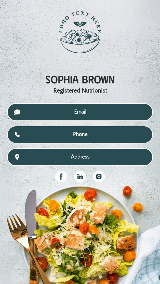 Food Nutritionist Specialist Digital Business Card