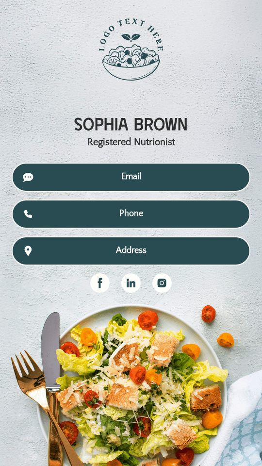 Food Nutritionist Specialist Digital Business Card Preview