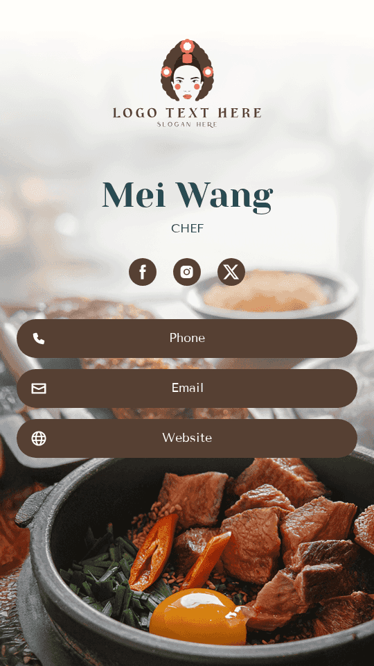 Korean Dish Chef Digital Business Card