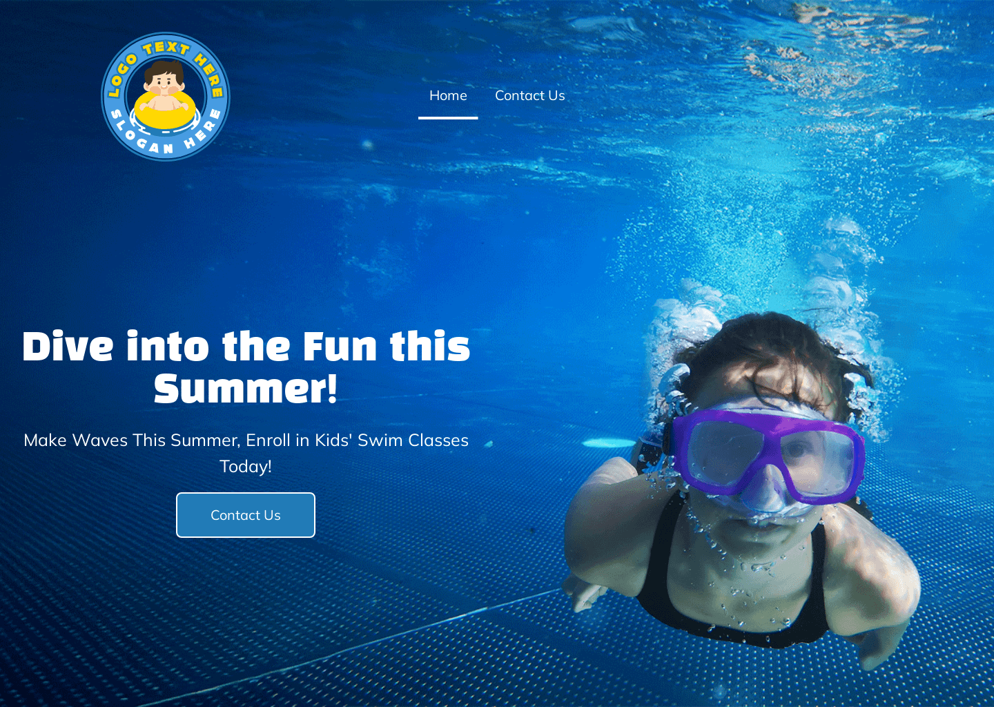 Kids Swimming Class Website Preview