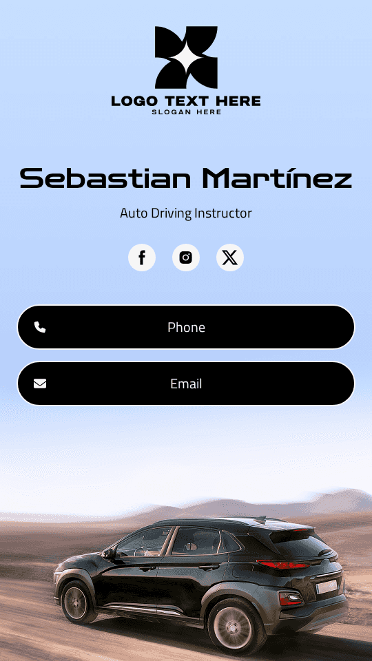 Auto Driving Instructor Digital Business Card Preview