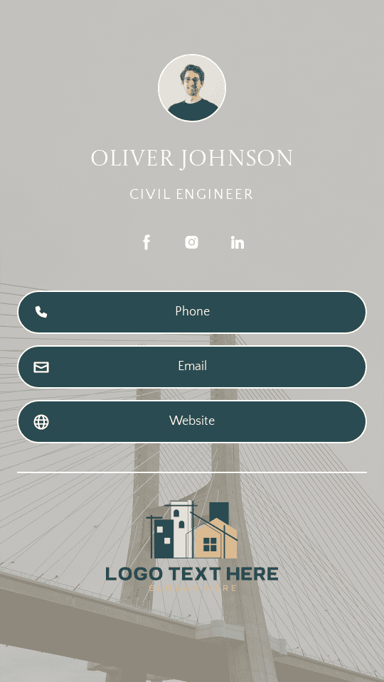 Construction Civil Engineer Digital Business Card Preview