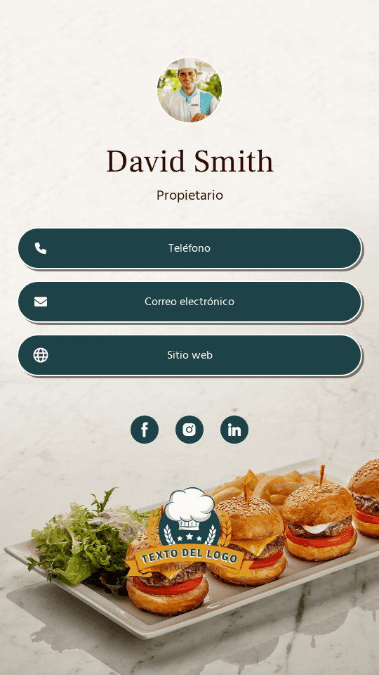 Catering para eventos Digital Business Card