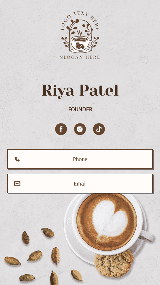Arabic Cafe Founder Digital Business Card