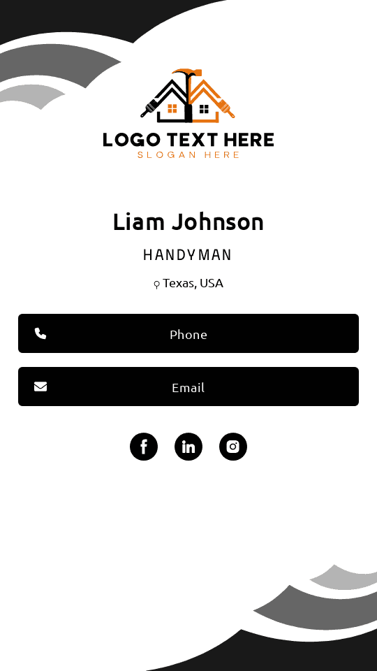 Construction Handyman Digital Business Card Preview