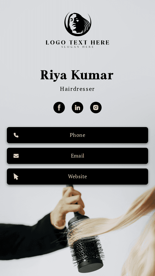 Professional Hairdresser Digital Business Card Preview
