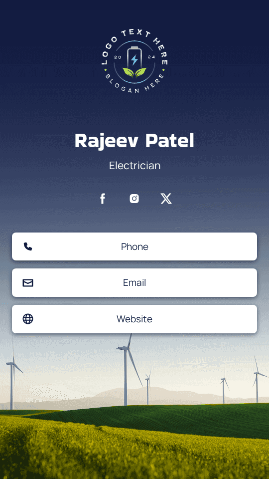 Electrical Power Electrician Digital Business Card