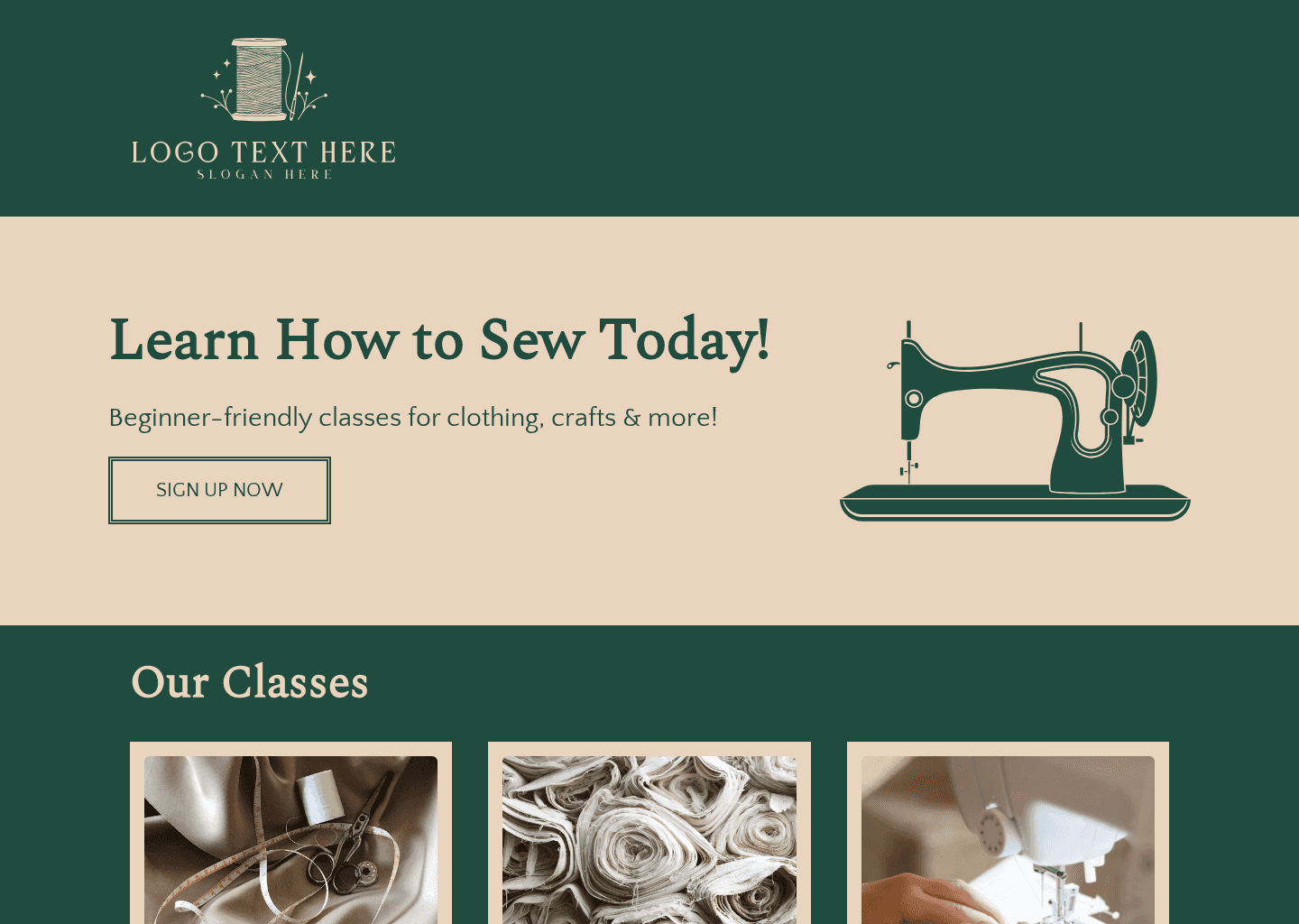 Sewing Classes Website Preview