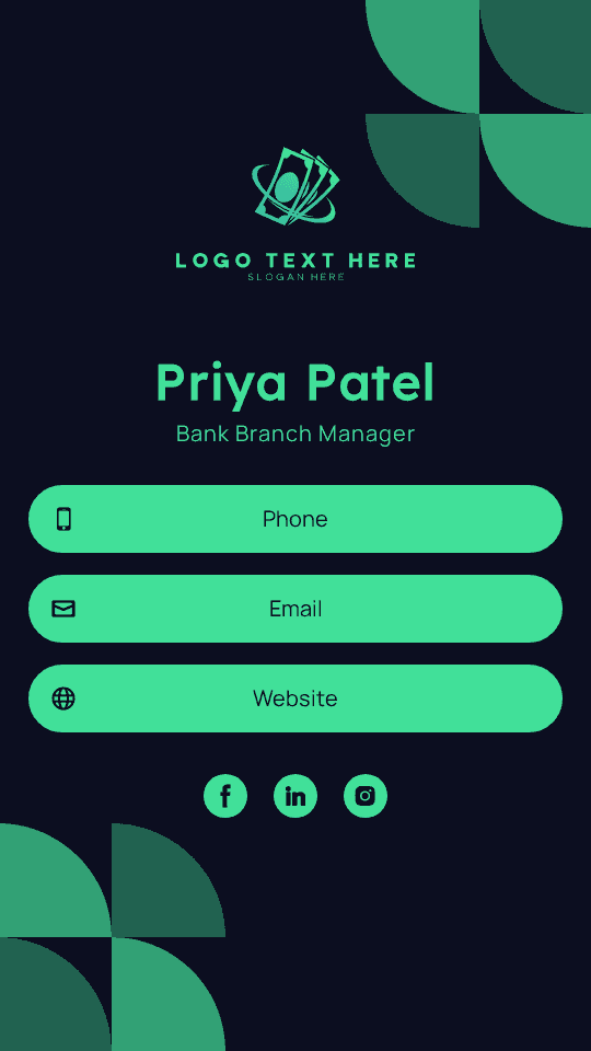 Bank Branch Manager Digital Business Card Preview