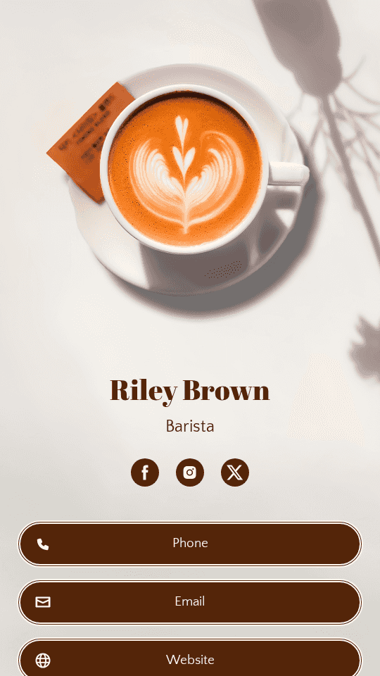 Australian Coffee Barista Digital Business Card