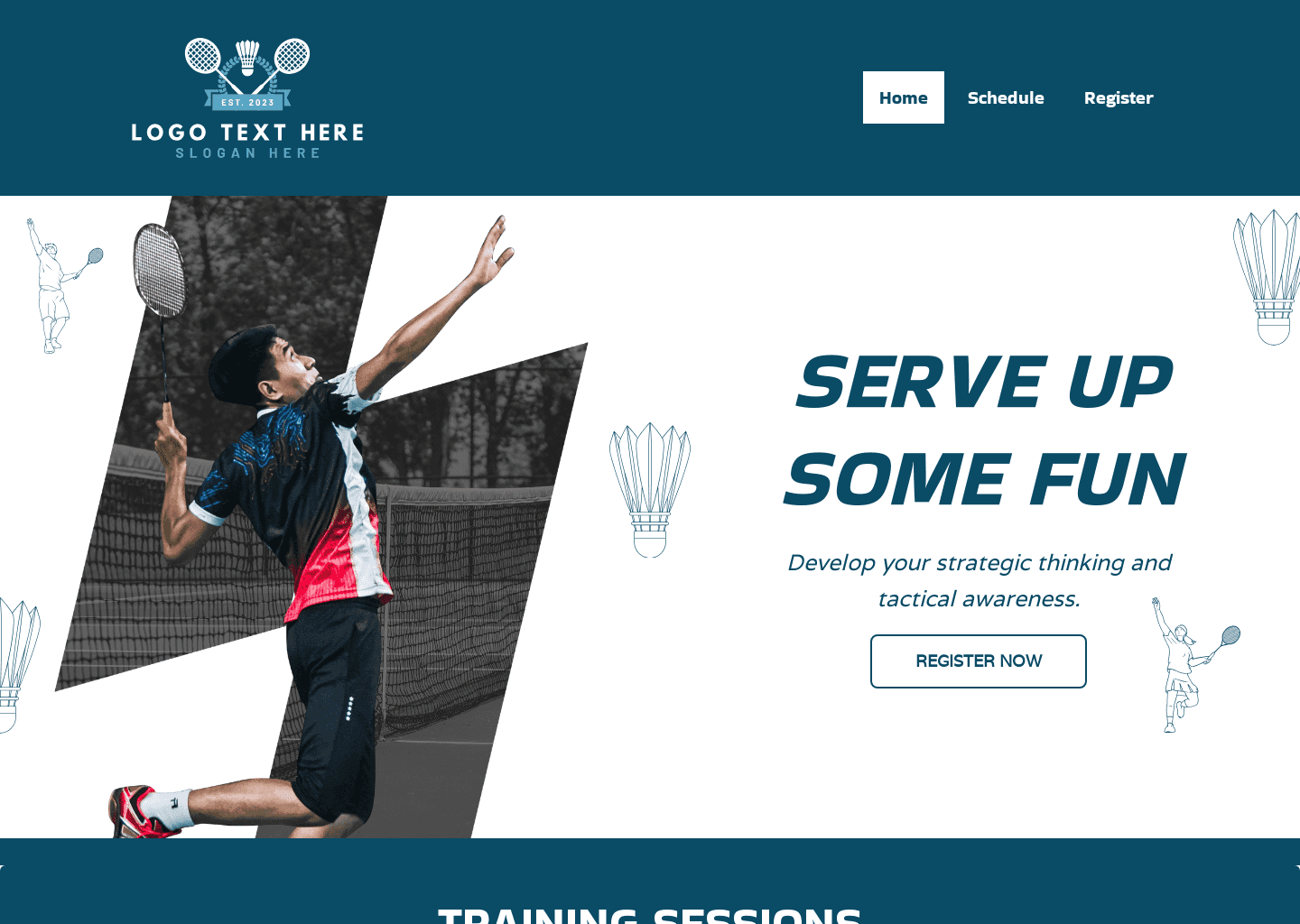 Badminton Training Class Website Preview