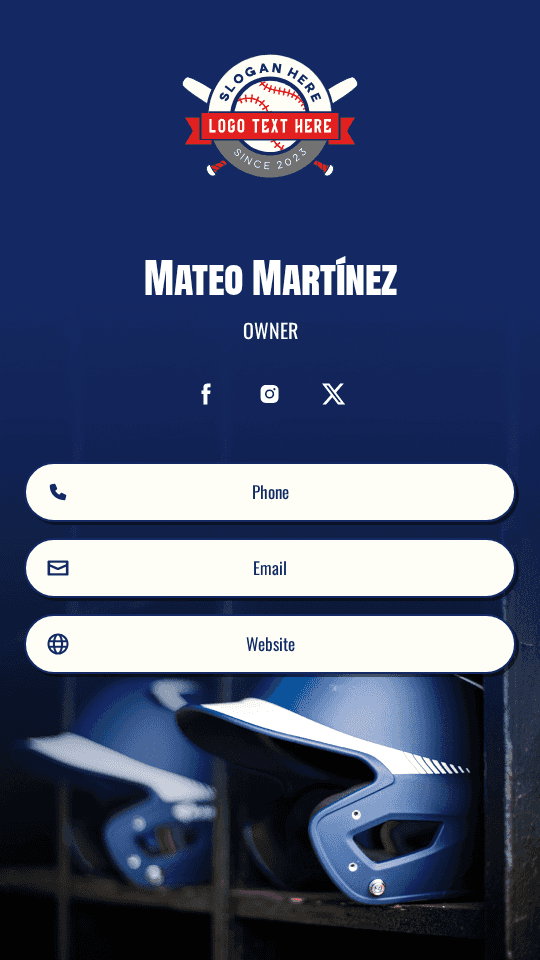 Baseball Equipment Owner Digital Business Card Preview
