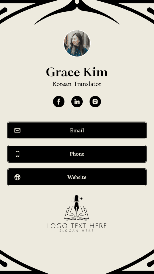 Korean Language Translator Digital Business Card Preview