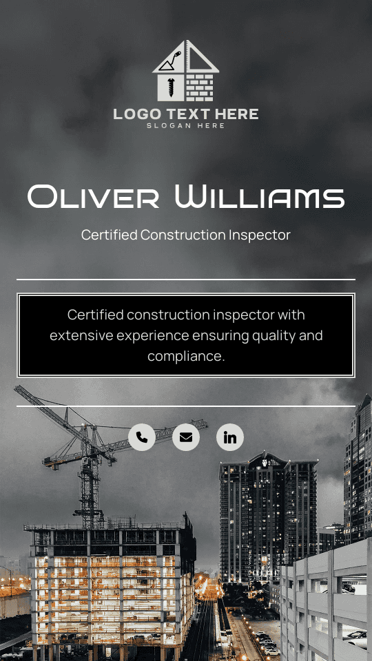 Certified Construction Inspector Digital Business Card Preview