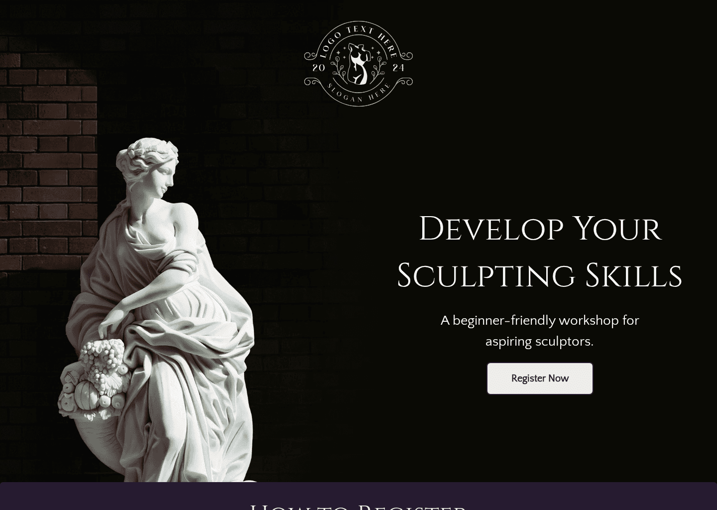 Sculpture Workshop Registration Website Preview