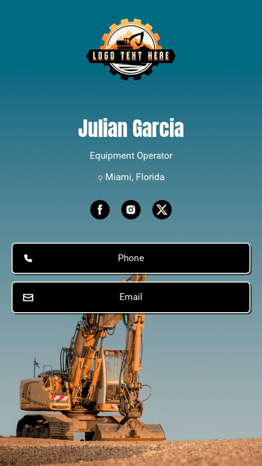 Construction Equipment Operator Digital Business Card Preview