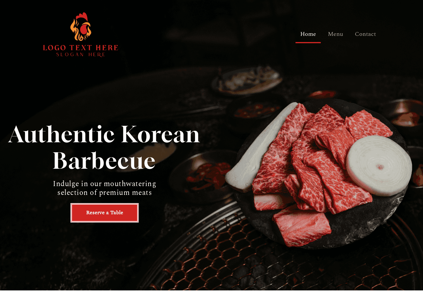 Korean Barbecue Grill Website Preview