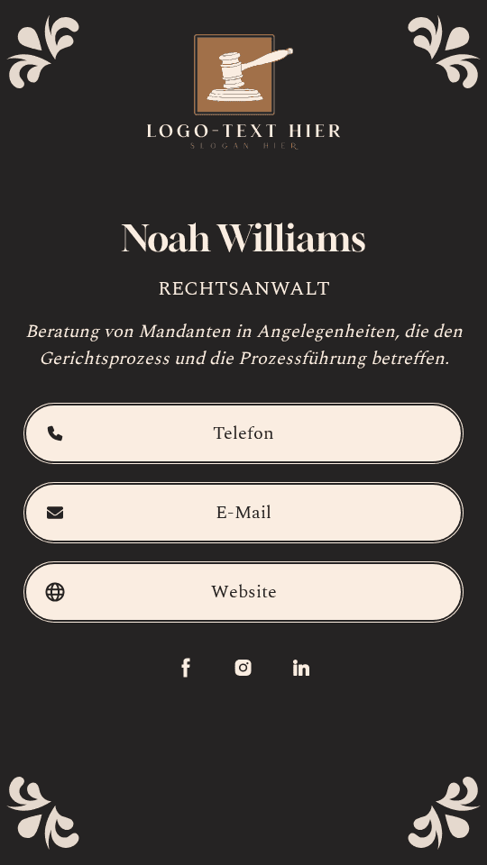 Rechtsanwalt für gerichtliche Angelegenheiten Digital Business Card