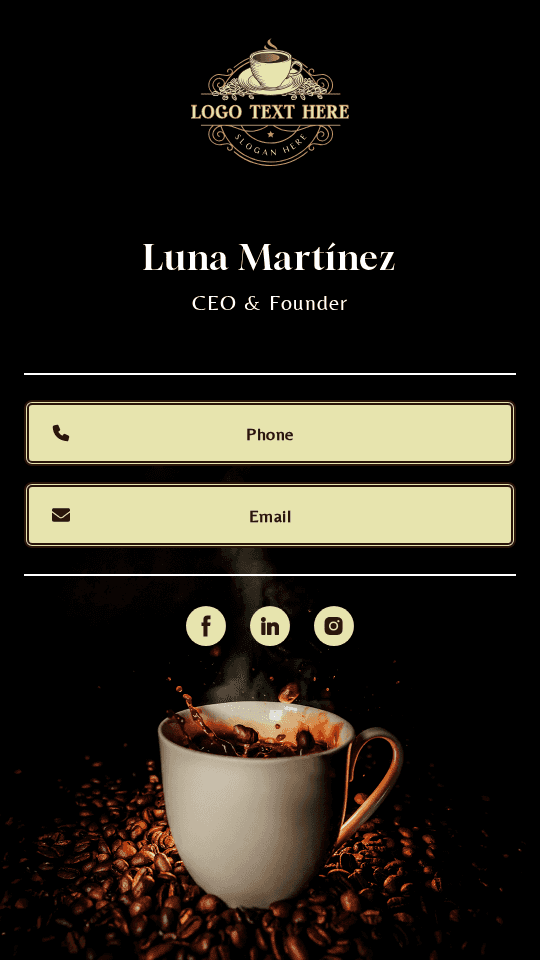 Coffee Shop Founder Digital Business Card Preview