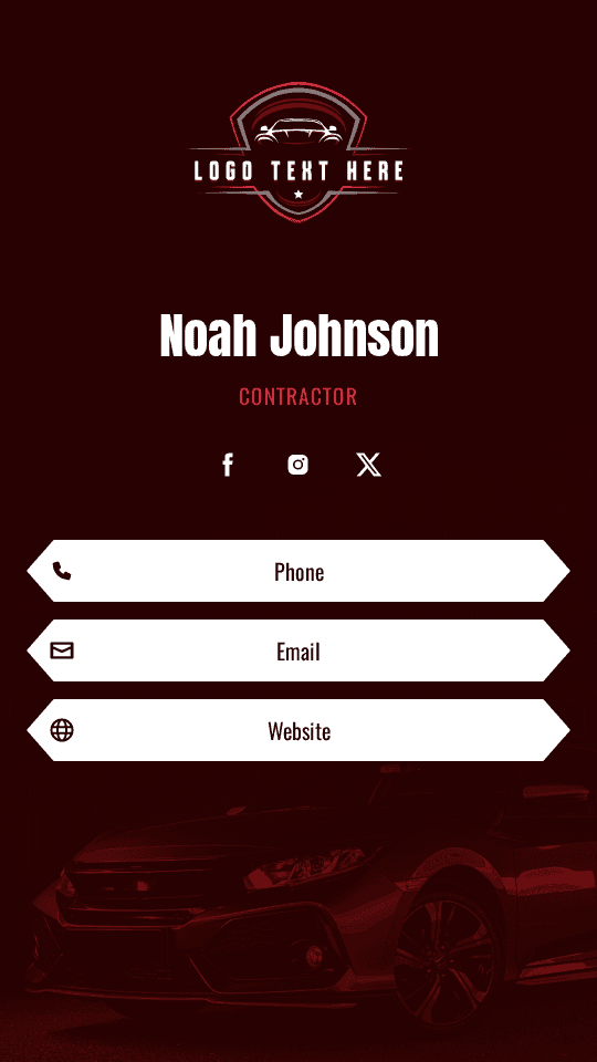 Automotive Detailing Contractor Digital Business Card Preview