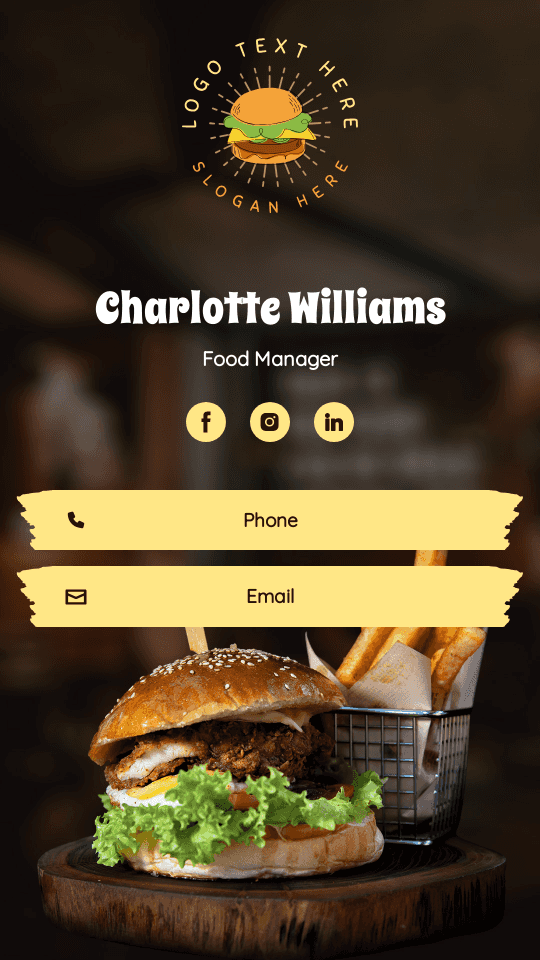 Fast Food Manager Digital Business Card