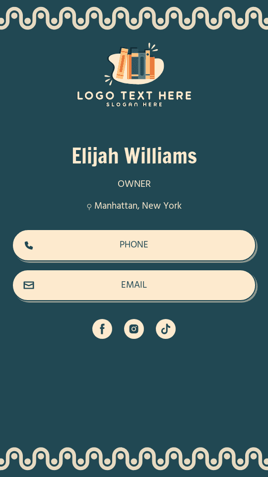 Local Bookstore Owner Digital Business Card Preview