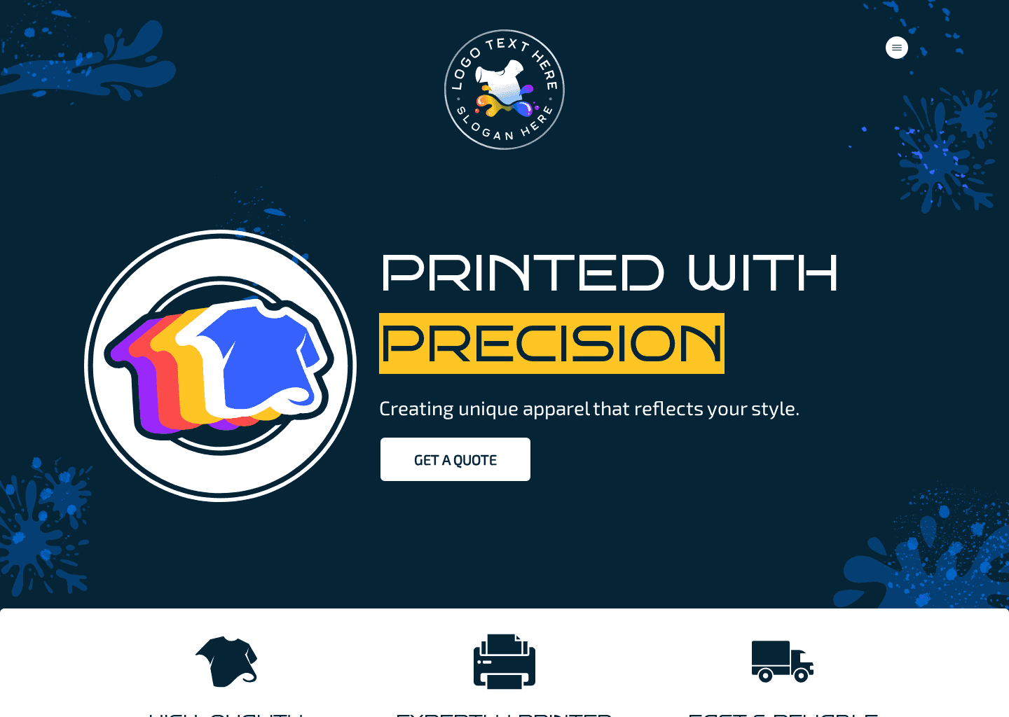 Custom Apparels Printing Website Preview