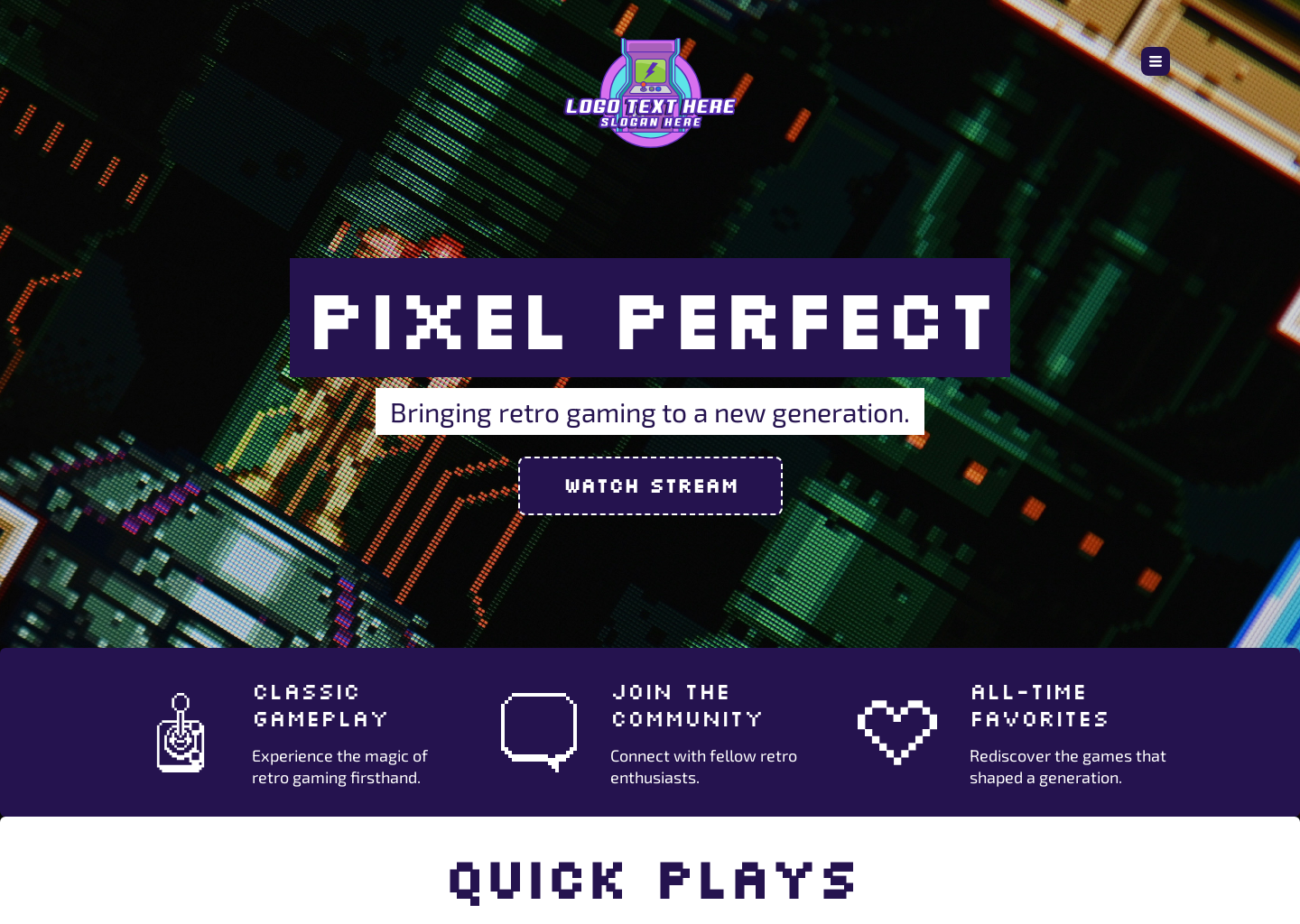 Retro Games Streamer Website Builder Image Preview