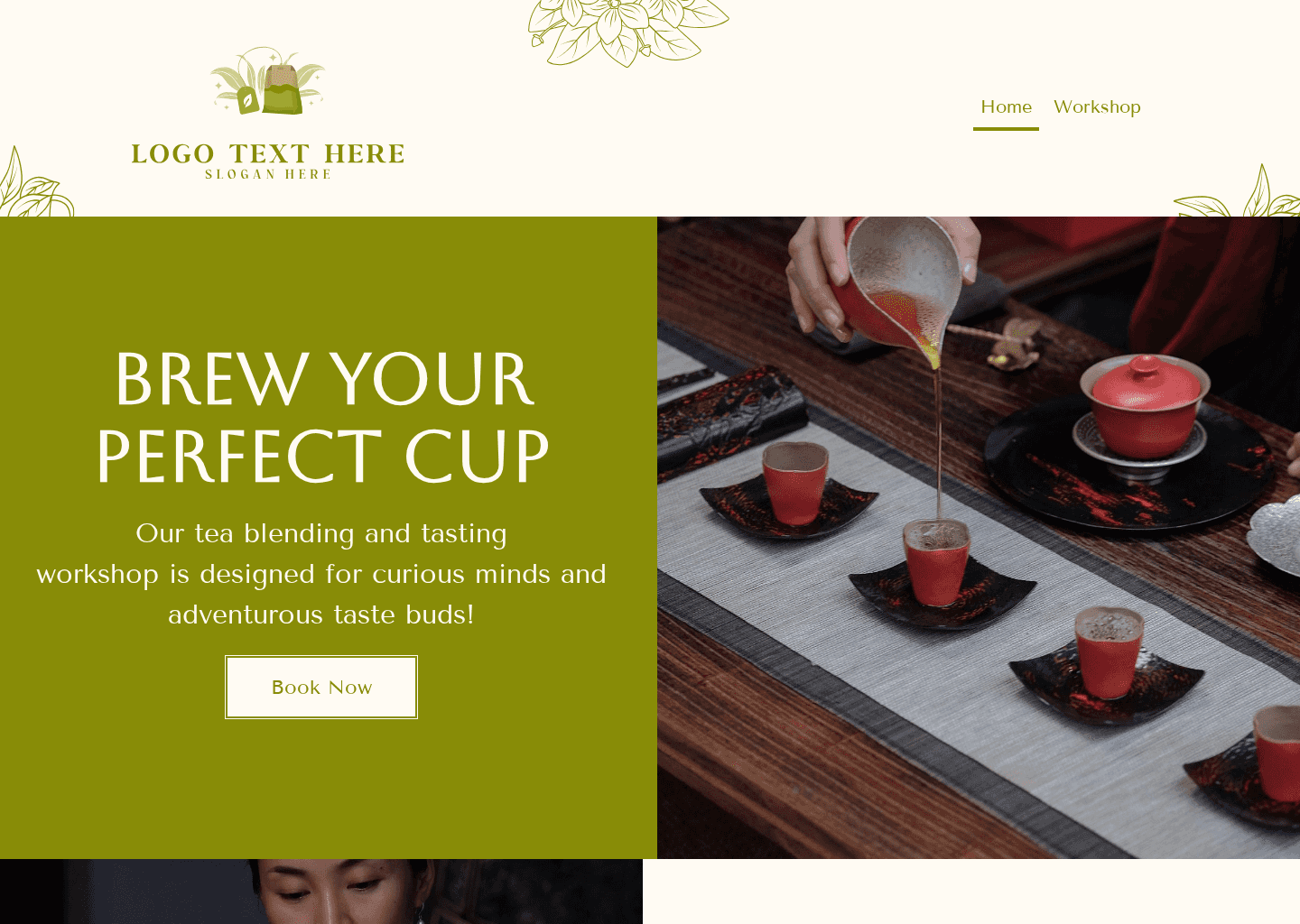 Tea Blending and Tasting Workshop Website Preview