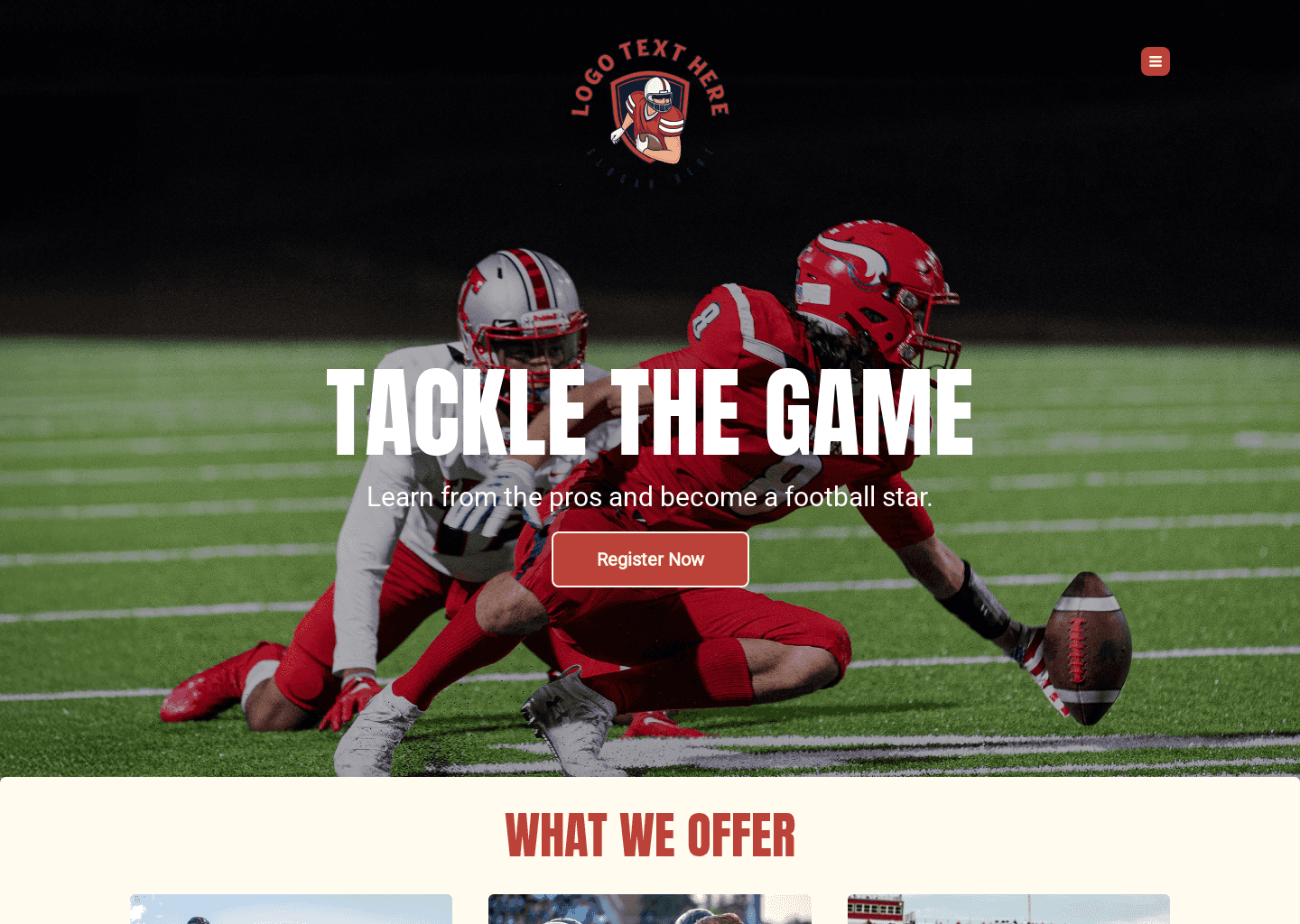 American Football Class Website Preview