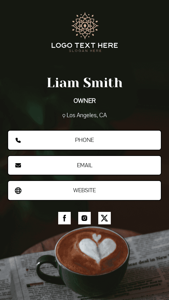 Coffee Cart Owner  Digital Business Card