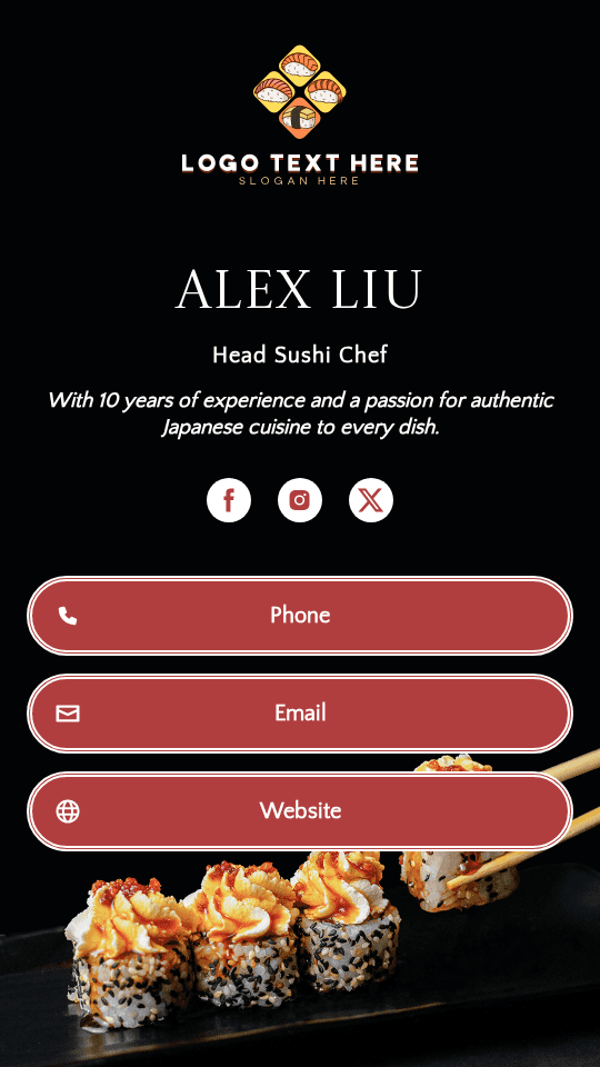 Head Sushi Chef Digital Business Card