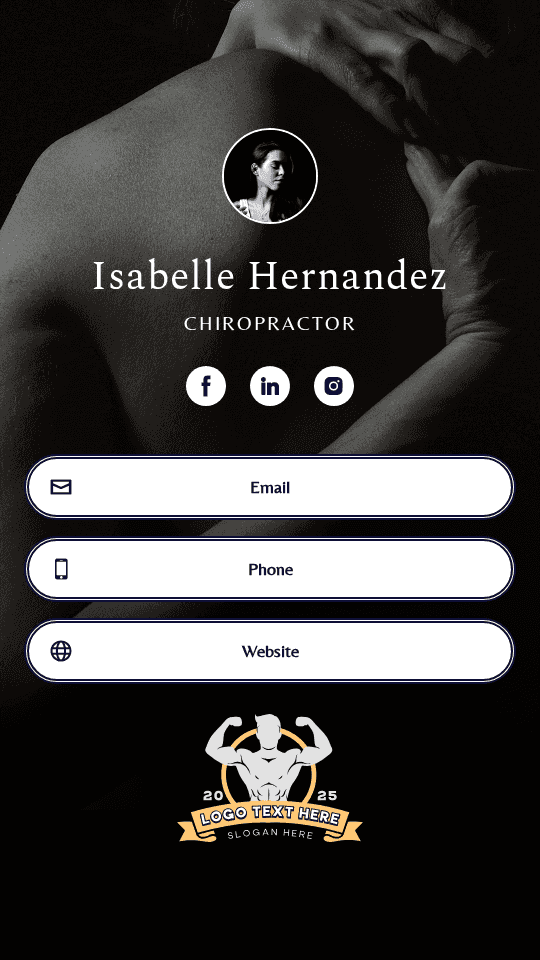 Chiropractor Assistant Digital Business Card Preview