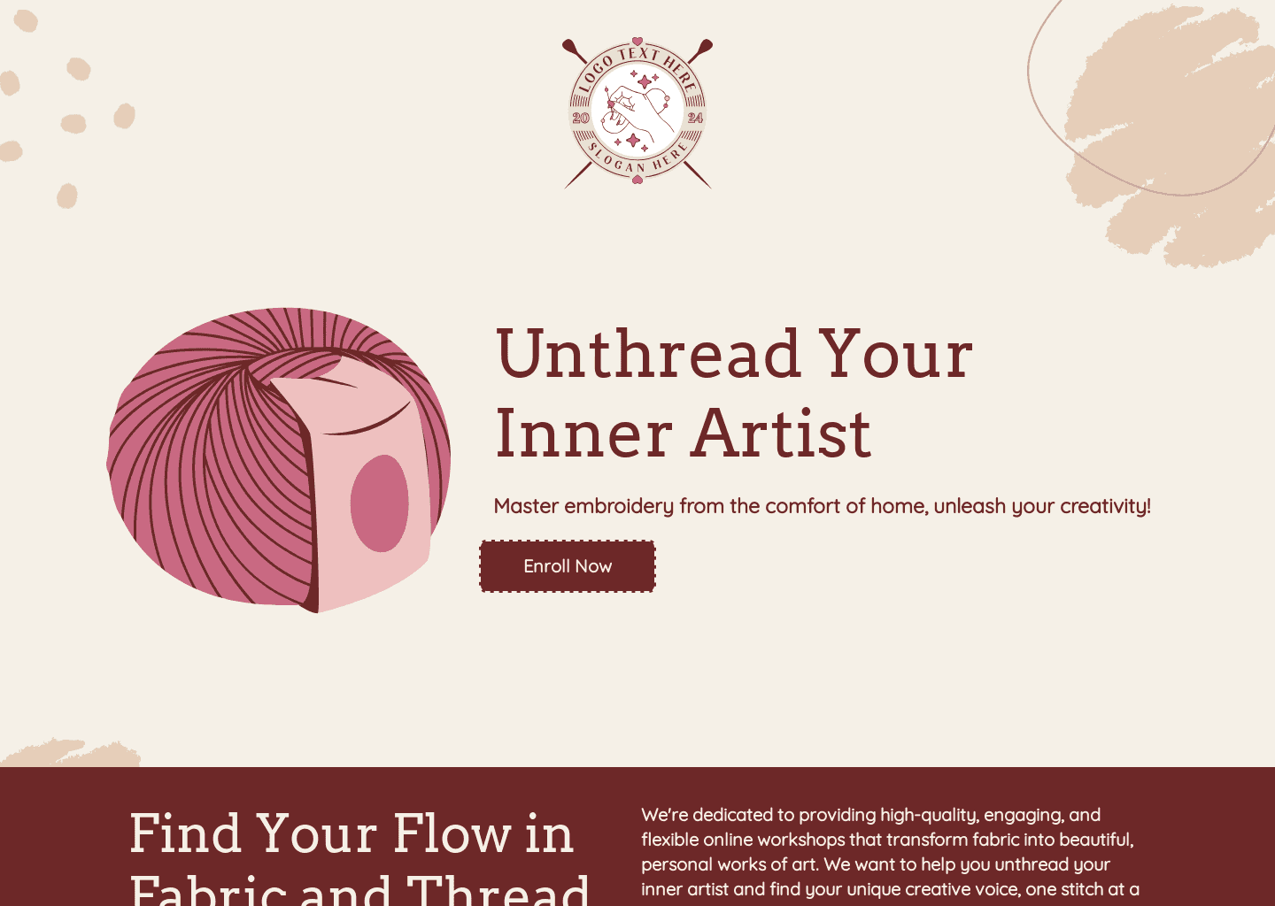 Embroidery Online Class Website Preview