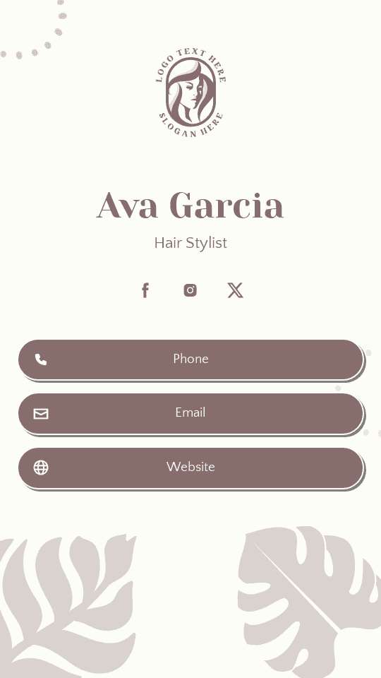 Beauty Studio Hairstylist Digital Business Card Preview