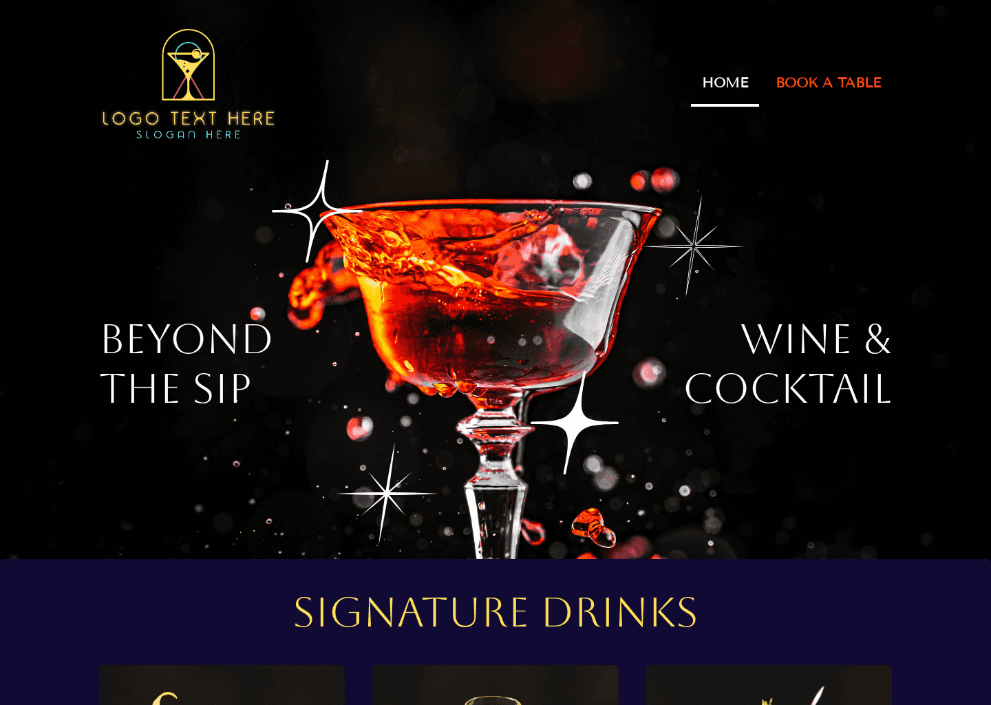 Winery Cocktail Bar Website Preview
