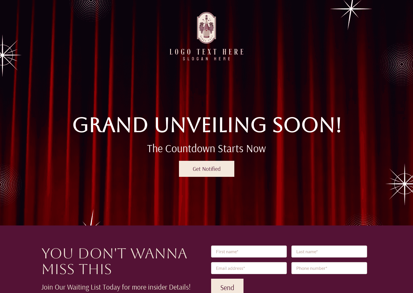 Generic Grand Unveiling Website Preview